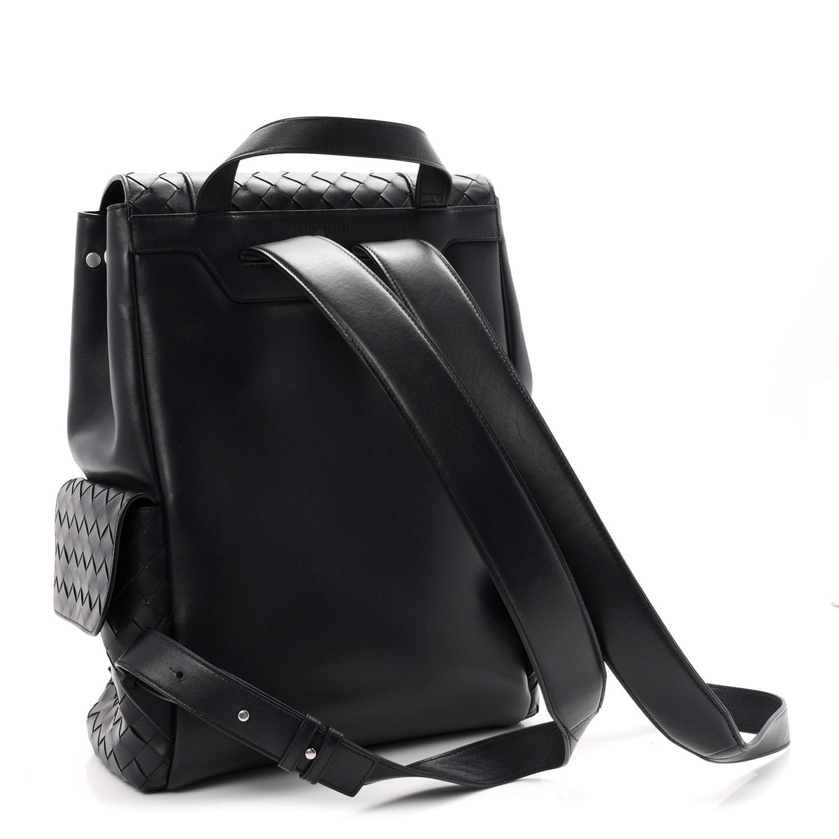 Canvas Calfskin Intrecciato Sassolungo Backpack Dark Blue