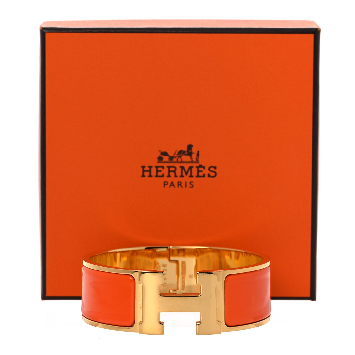 Enamel Wide Clic Clac H Bracelet PM Orange