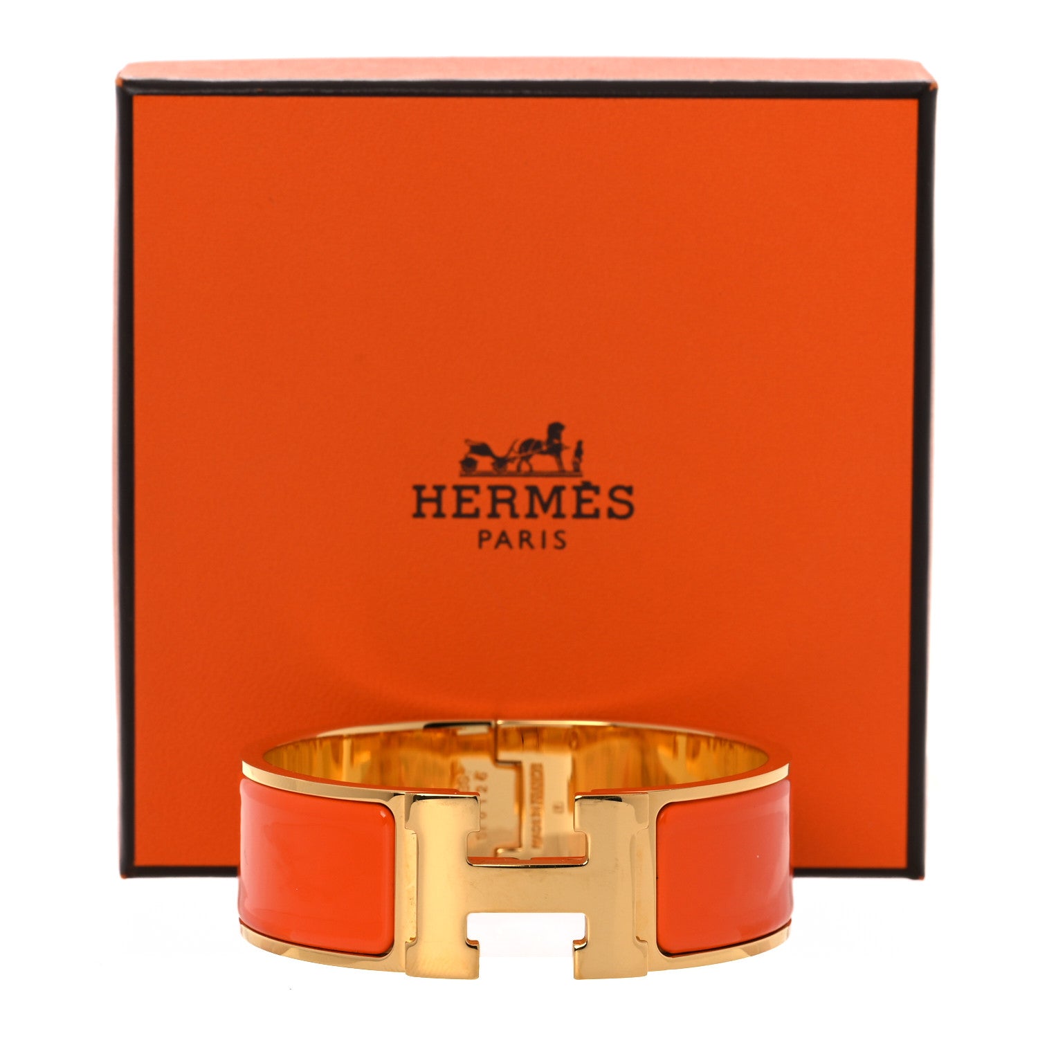 Hermes Enamel Wide Clic Clac H Bracelet PM Orange 6 of 6