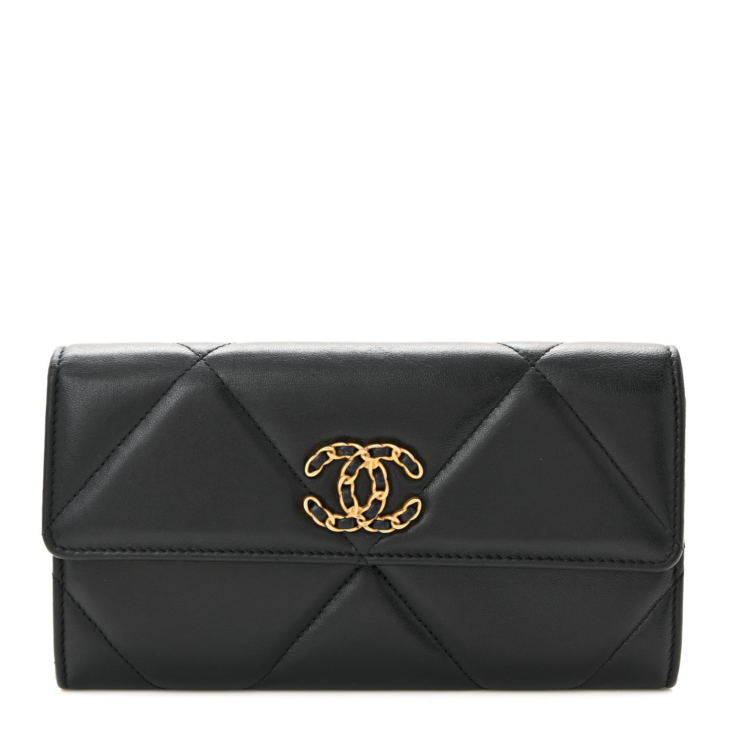 Chanel Lambskin Quilted Chanel 19 Flap Wallet Black 1 of 12