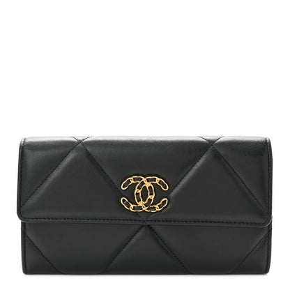 Chanel Lambskin Quilted Chanel 19 Flap Wallet Black 1 of 12