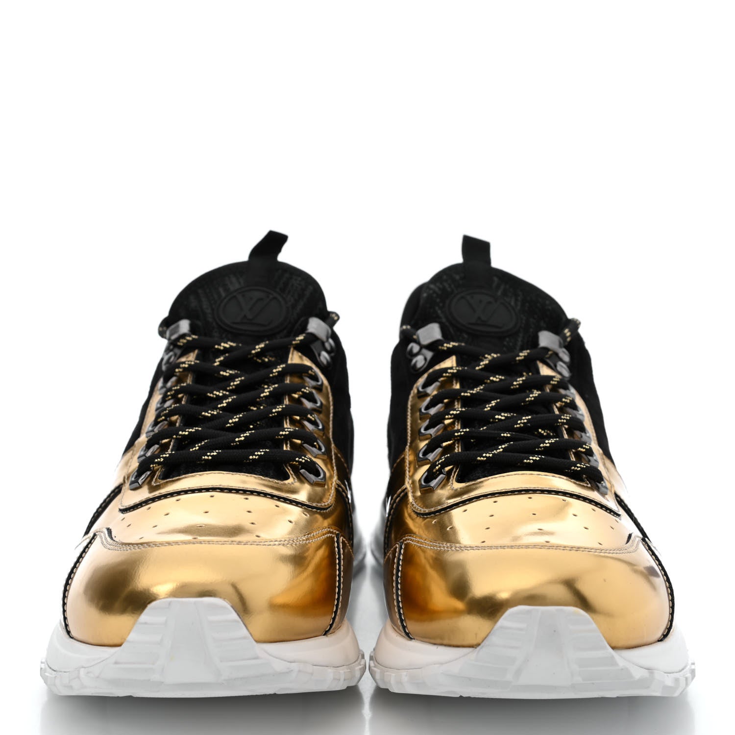 Louis Vuitton Metallic Patent Suede Run Away Sneakers 8 Black 2 of 11