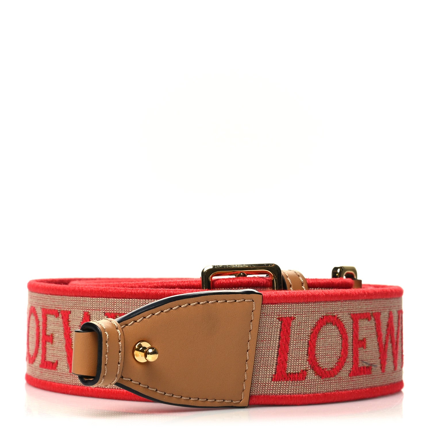 Loewe Calfskin Jacquard Anagram Strap Natural Red 1 of 5