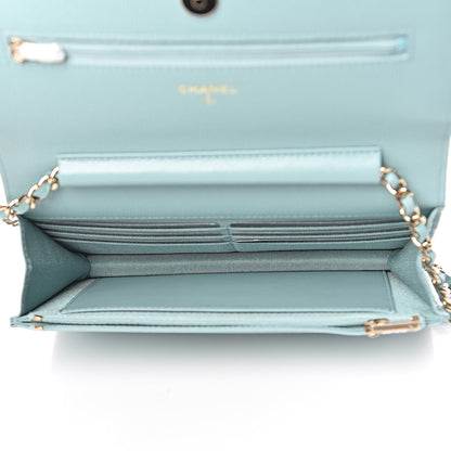 Chanel Caviar Quilted Wallet On Chain WOC Light Blue 5 of 12