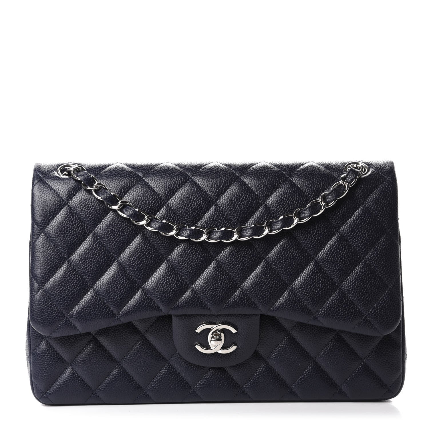 Chanel Caviar Quilted Jumbo Double Flap Navy 1 of 11