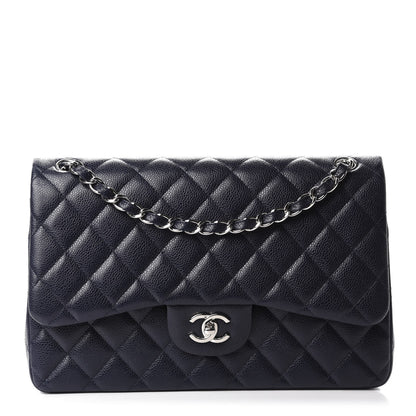 Chanel Caviar Quilted Jumbo Double Flap Navy 1 of 11