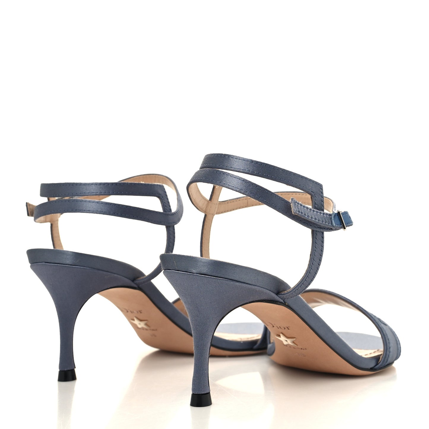 Satin Embroidered Dway 65mm Sandals 38 Smokey Grey