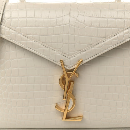 Saint Laurent Crocodile Embossed Mini Classic Monogram Cassandra Top Handle Crema Soft 7 of 8