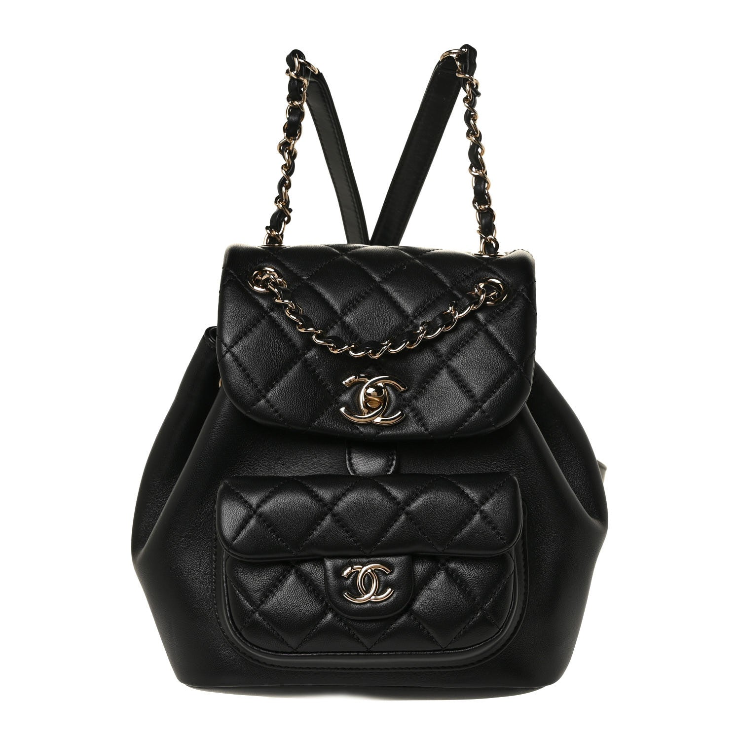 Chanel Lambskin Quilted Small Duma Drawstring Backpack Black 2 of 17