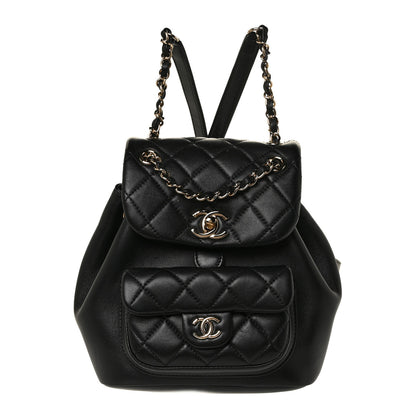 Chanel Lambskin Quilted Small Duma Drawstring Backpack Black 2 of 17