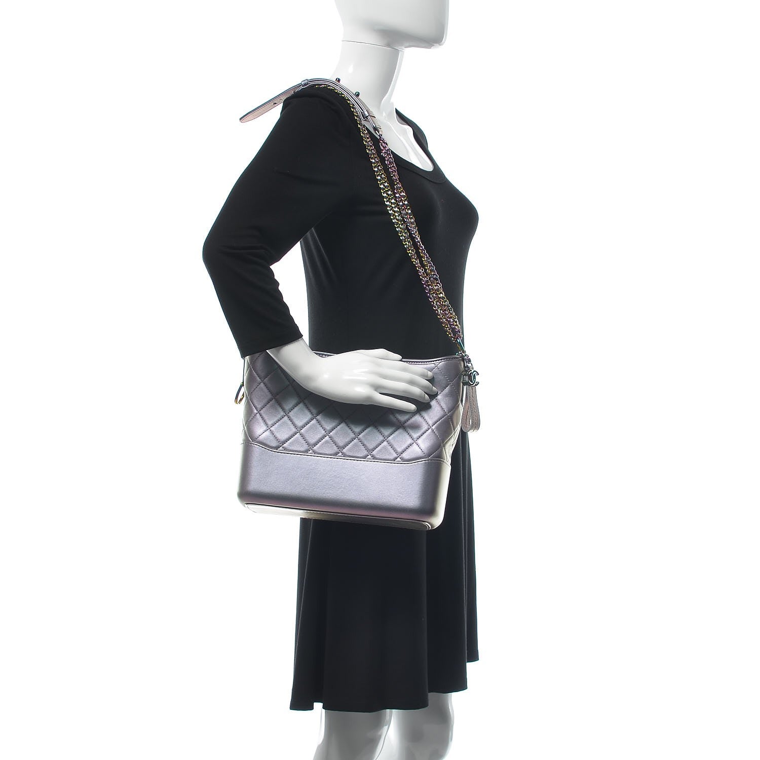 Chanel Iridescent Lambskin Calfskin Quilted Medium Gabrielle Hobo Light Purple 2 of 9