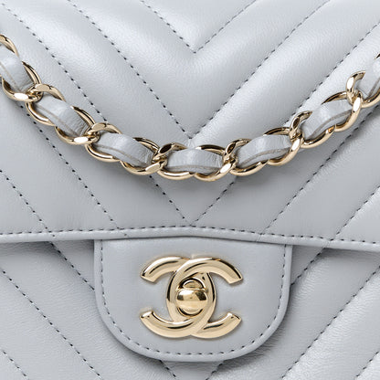 Chanel Lambskin Chevron Quilted Mini Rectangular Flap Grey 9 of 12