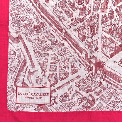 Hermes Cashmere Silk La Cite Cavaliere Shawl 140 Fuchsia Bordeaux 2 of 3