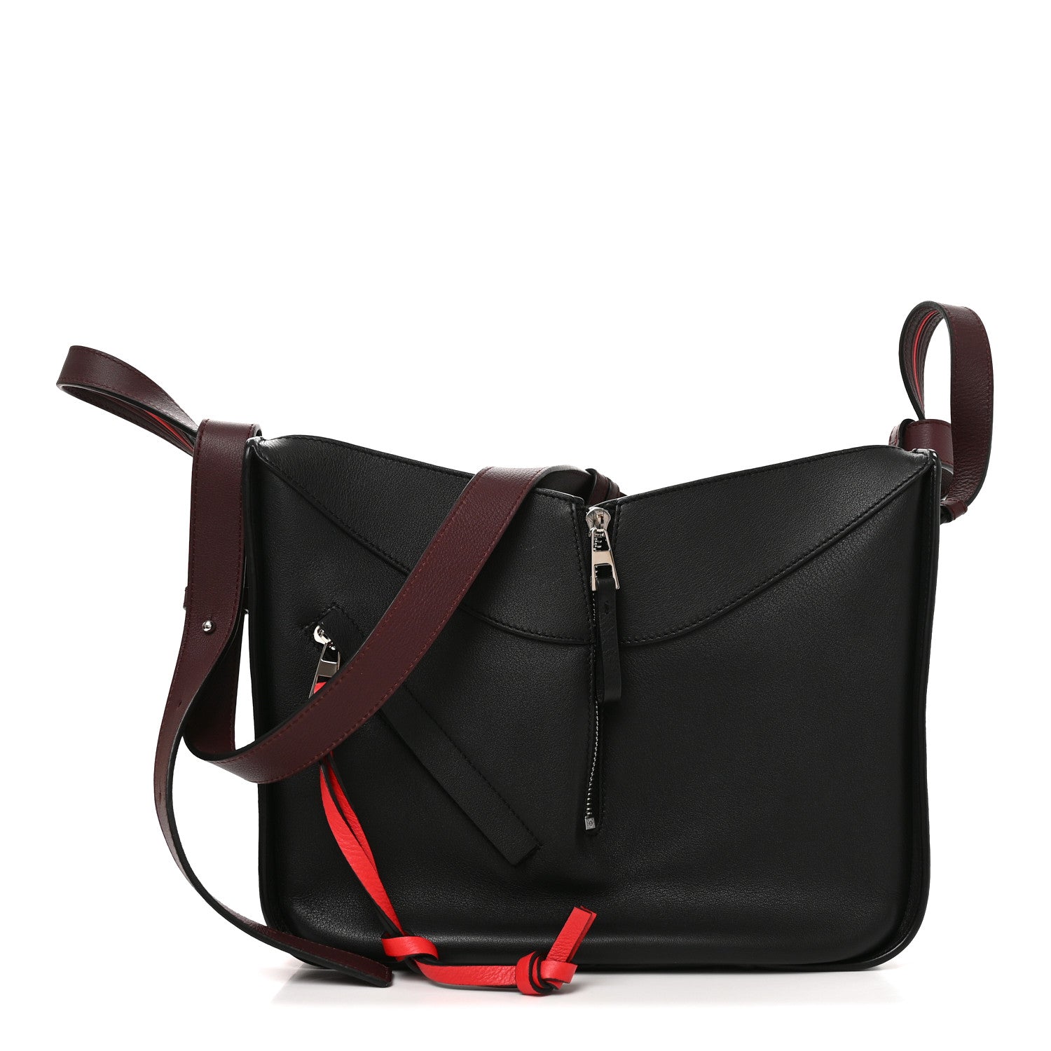 Loewe Calfskin Circle Medium Hammock Shoulder Bag Black Red 1 of 9