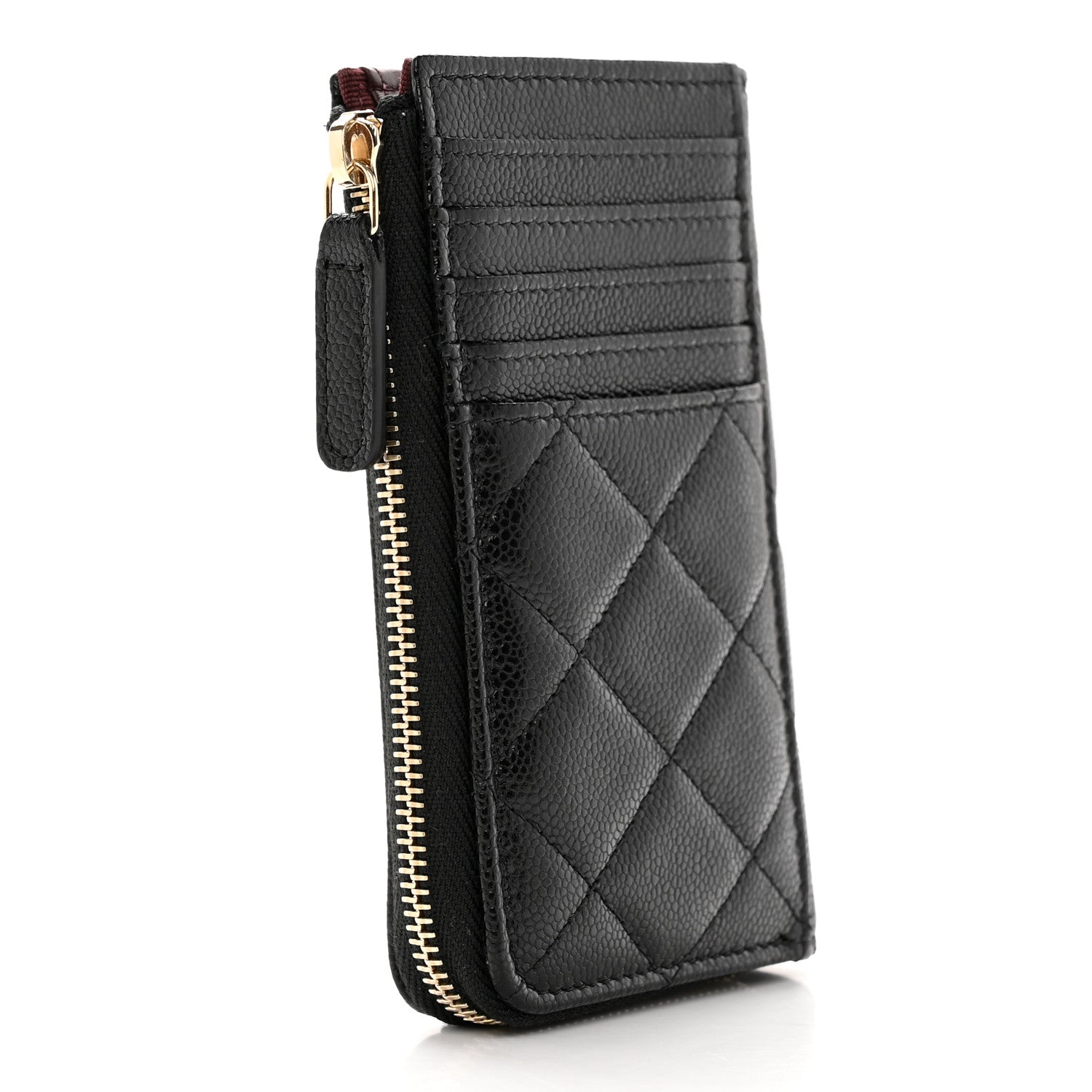 Chanel Caviar Quilted CC Zip Around Card Holder Black 3 of 8