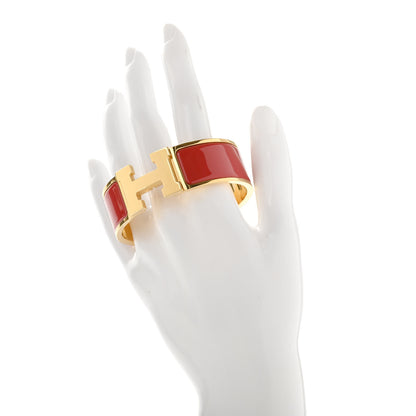 Hermes Enamel Wide Clic Clac H Bracelet PM Rouge Amarante 2 of 5