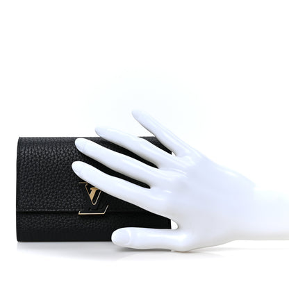 Louis Vuitton Taurillon Capucines Compact Wallet Black 2 of 9