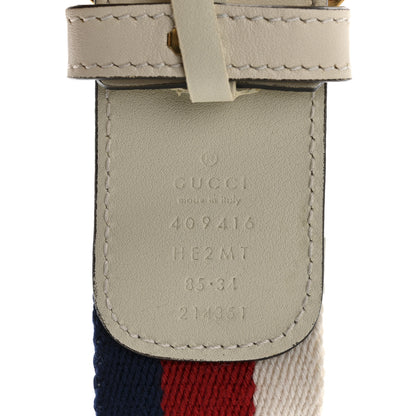 Gucci Nylon Calfskin Sylvie Web Double G 40mm Belt 85 34 Mystic White Hibiscus Red Maritime 5 of 8