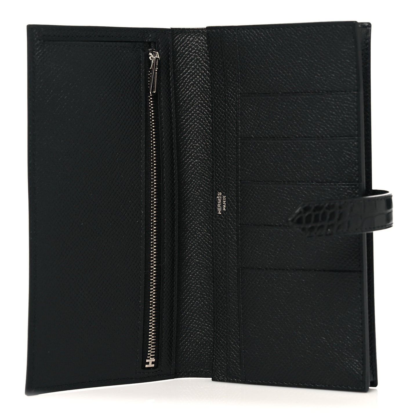 Epsom Matte Alligator Bearn Touch Gusset Wallet Black