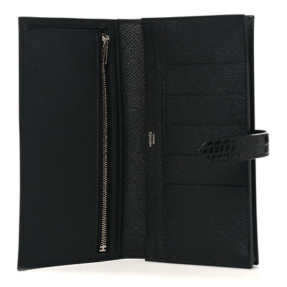 Hermes Epsom Matte Alligator Bearn Touch Gusset Wallet Black 5 of 8