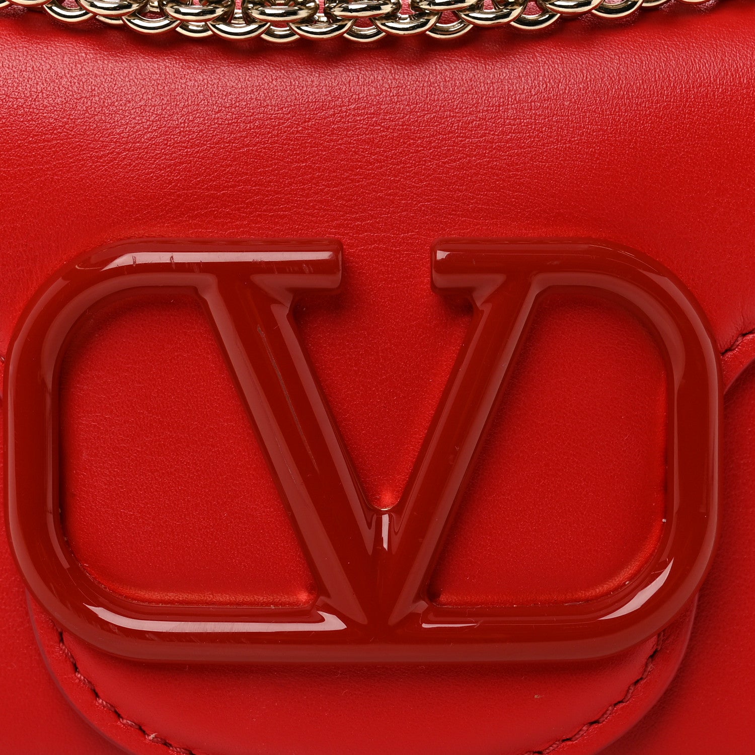 Valentino Garavani Calfskin Enamel Vlogo Small Loco Shoulder Bag Rouge Pur 7 of 9