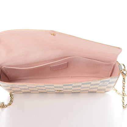 Louis Vuitton Damier Azur Pochette Felicie Chain Wallet Rose Ballerine 5 of 9