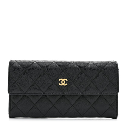 Chanel Caviar Quilted Large Gusset Flap Wallet Black 1 of 10
