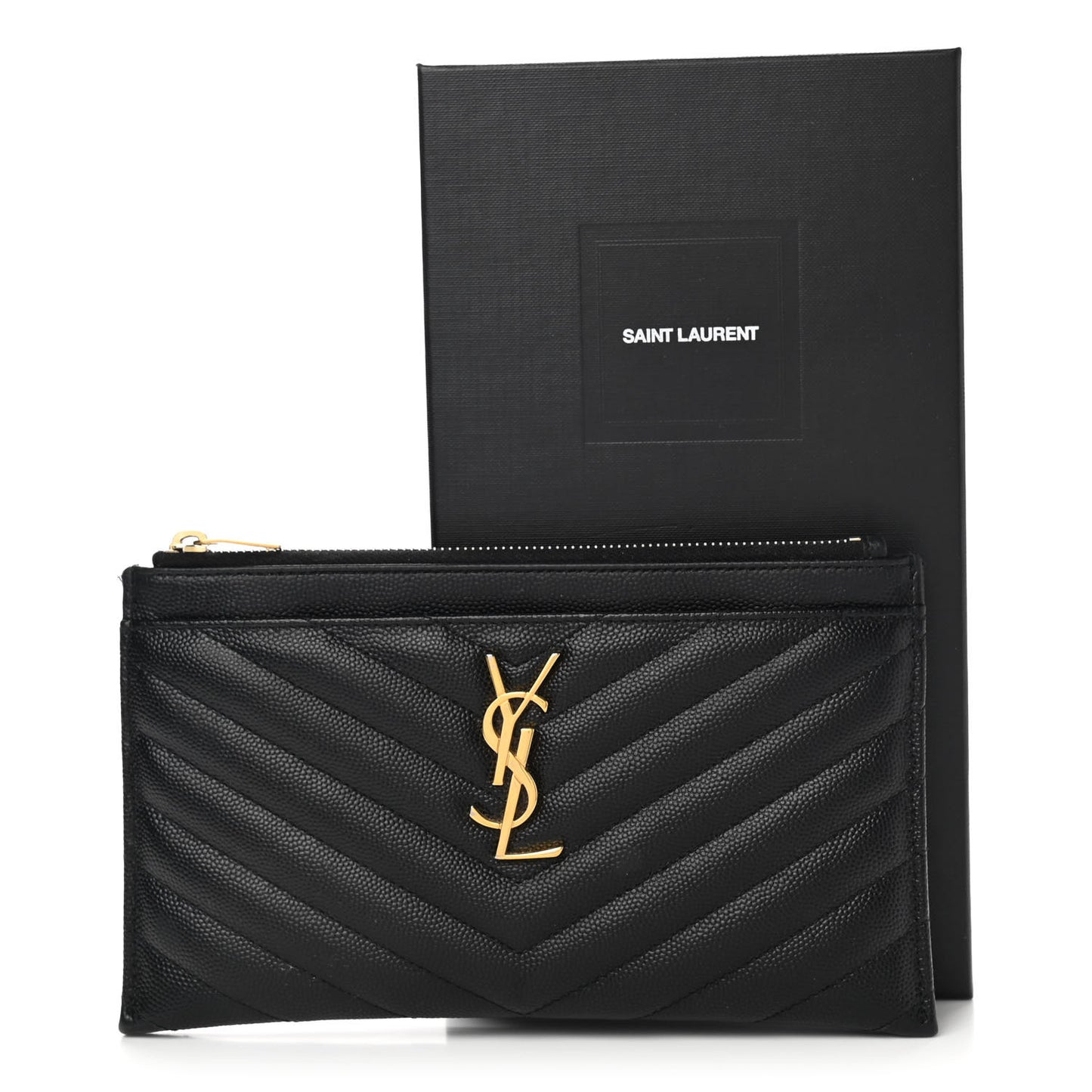 Grain De Poudre Chevron Monogram Bill Pouch Black