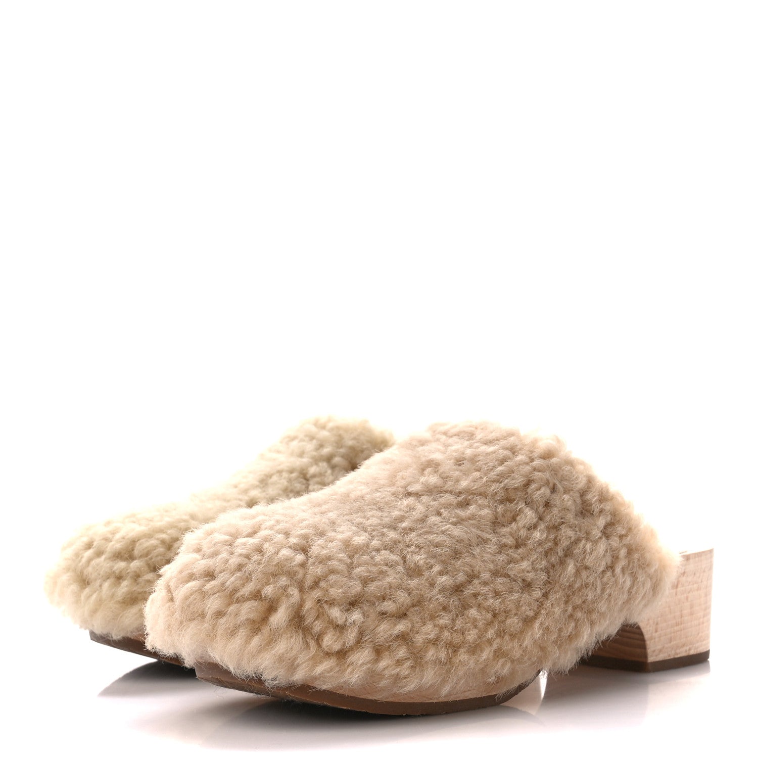 Chanel Shearling Lambskin Clogs 38 Beige 3 of 10