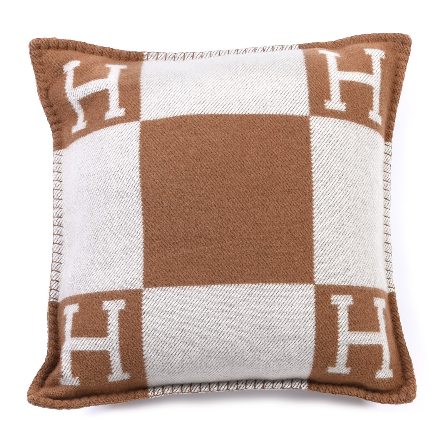 Hermes Wool Cashmere Avalon Pillow PM Ecru Camel 1 of 3