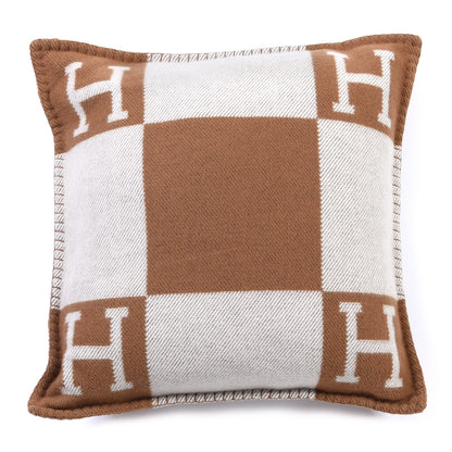 Hermes Wool Cashmere Avalon Pillow PM Ecru Camel 1 of 3