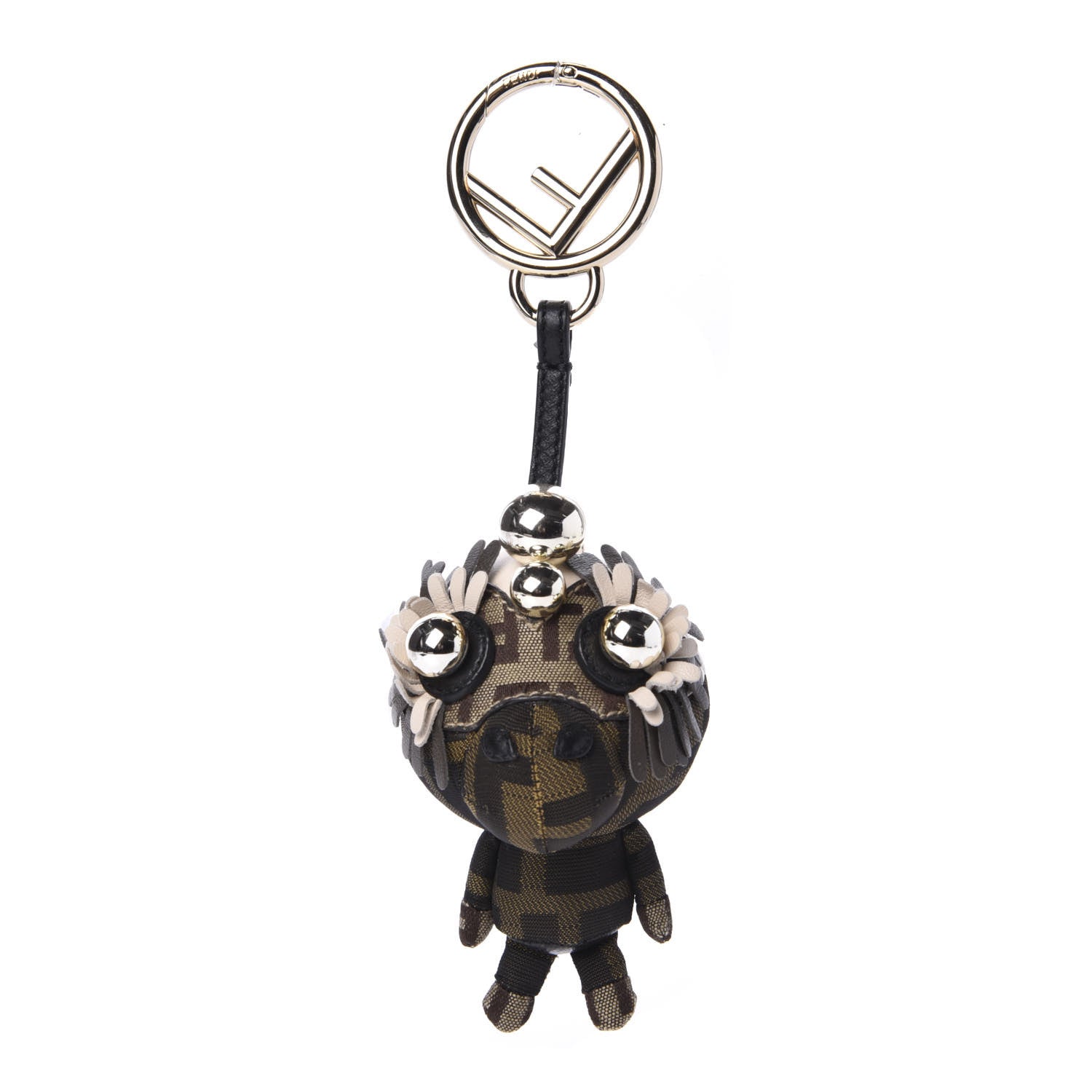 Fendi Nappa Zucca Zucchino Pearl F is Fendi Space Monkey Bag Charm Camelia Carbone Mogano Panna 1 of 5