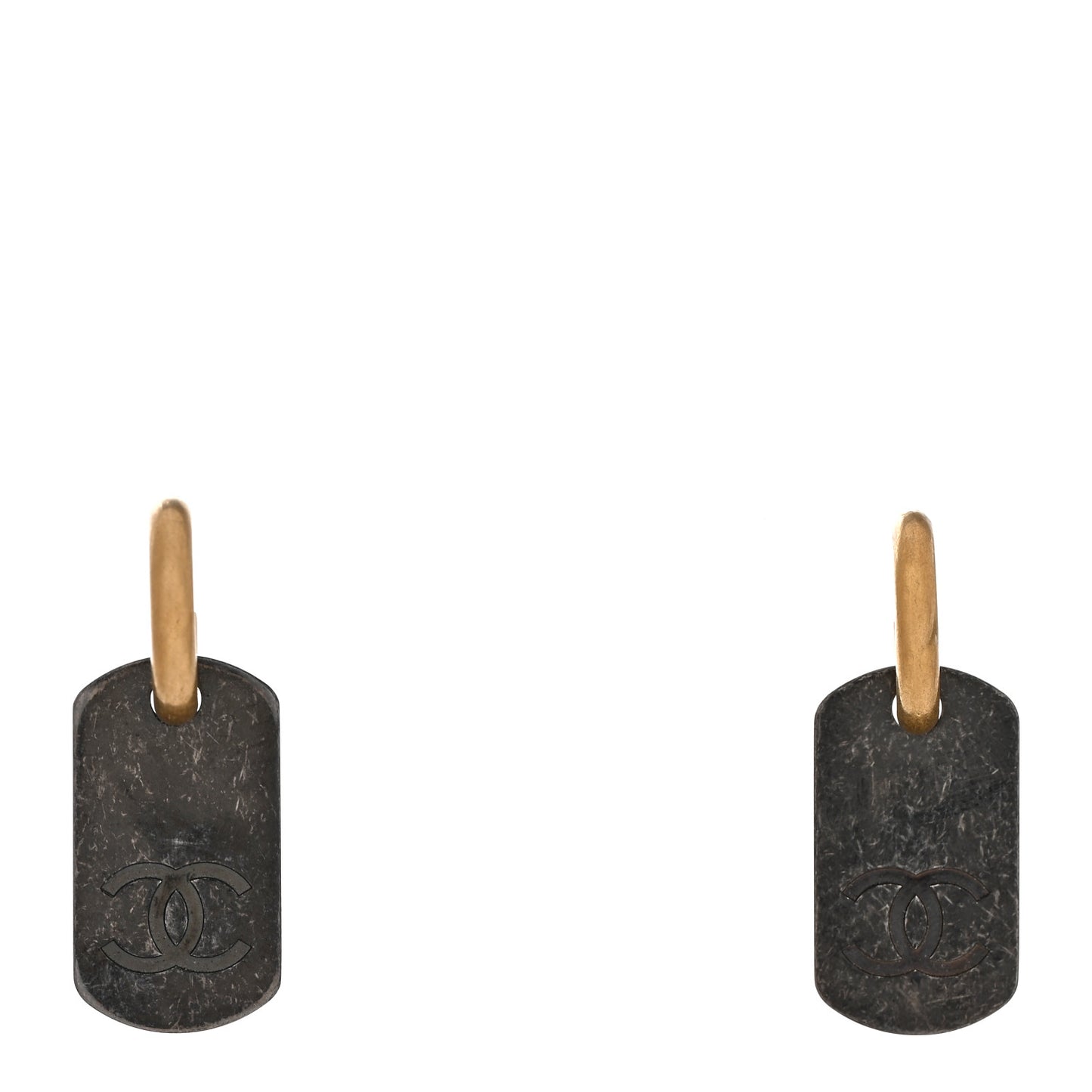 ID Dog Tag Earrings Ruthenium Gold