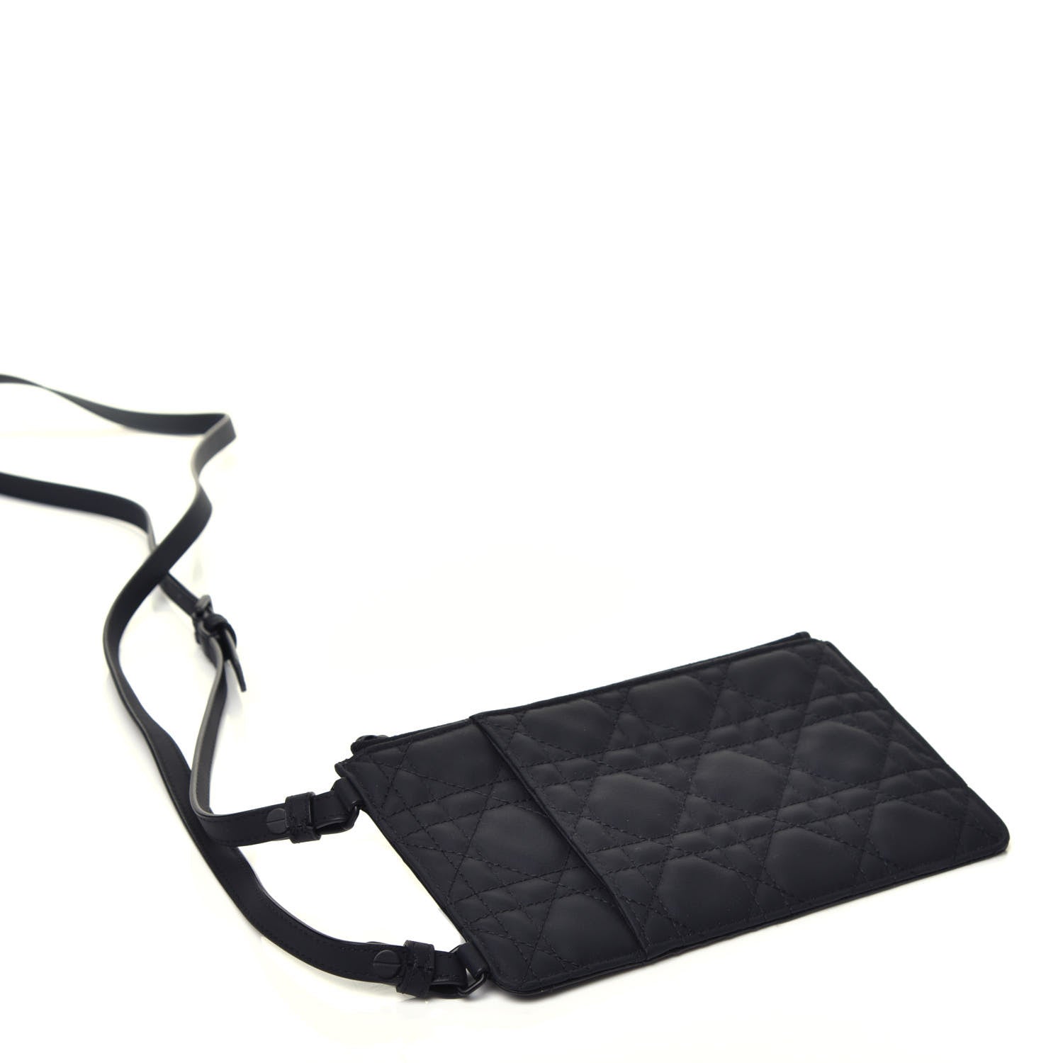 Christian Dior Ultra Matte Calfskin Cannage Lady Dior Zip Wallet With Strap Black 4 of 7