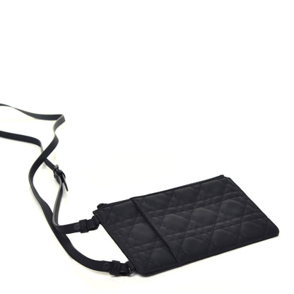 Christian Dior Ultra Matte Calfskin Cannage Lady Dior Zip Wallet With Strap Black 4 of 7