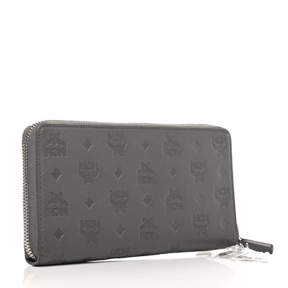 MCM Calfskin Ottomar Monogram Klara Zip Wallet Grey 3 of 7