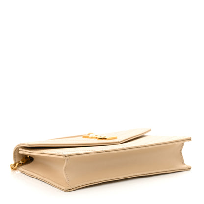 Saint Laurent Grain De Poudre Matelasse Chevron Monogram Envelope Chain Wallet Nude Powder 4 of 13