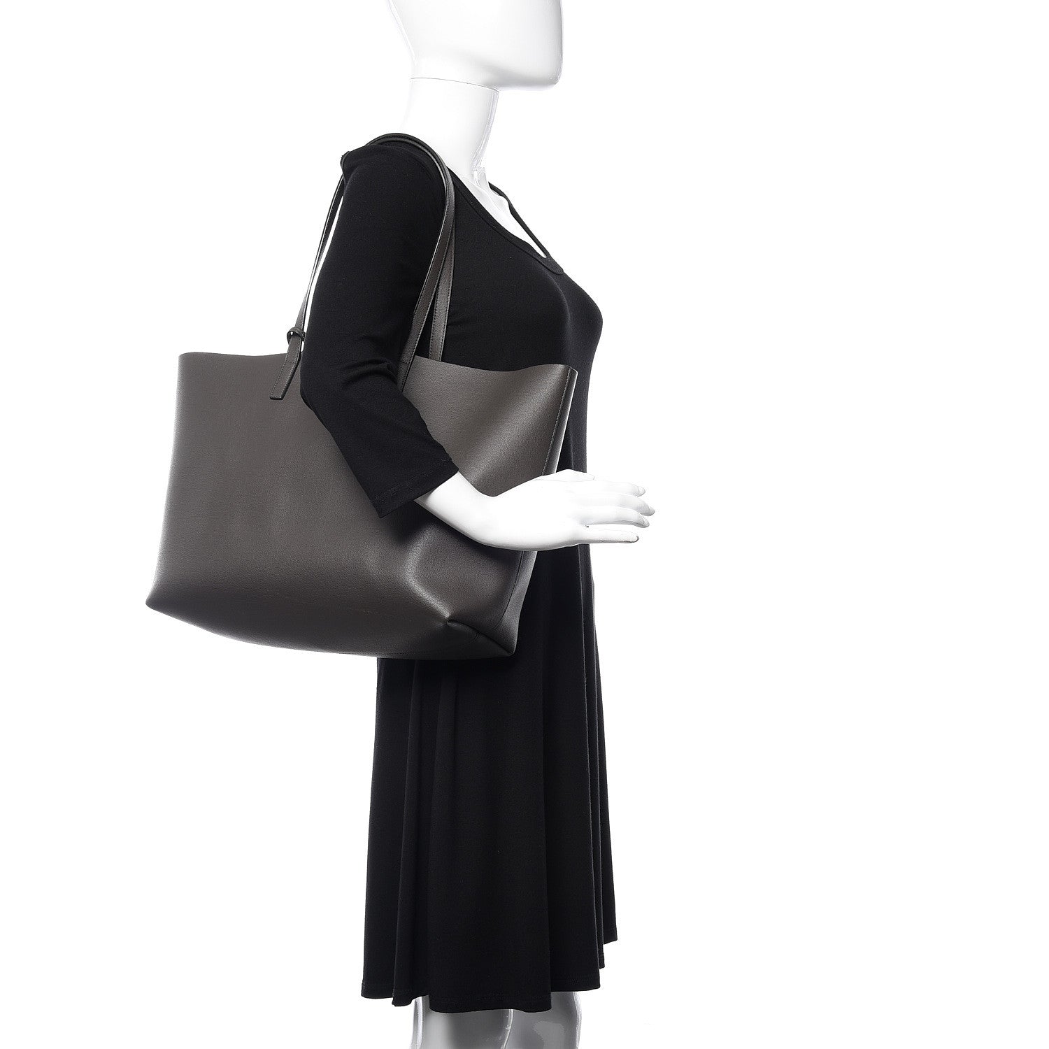 Saint Laurent Calfskin Large Shopping Tote Dark Grey 2 of 9