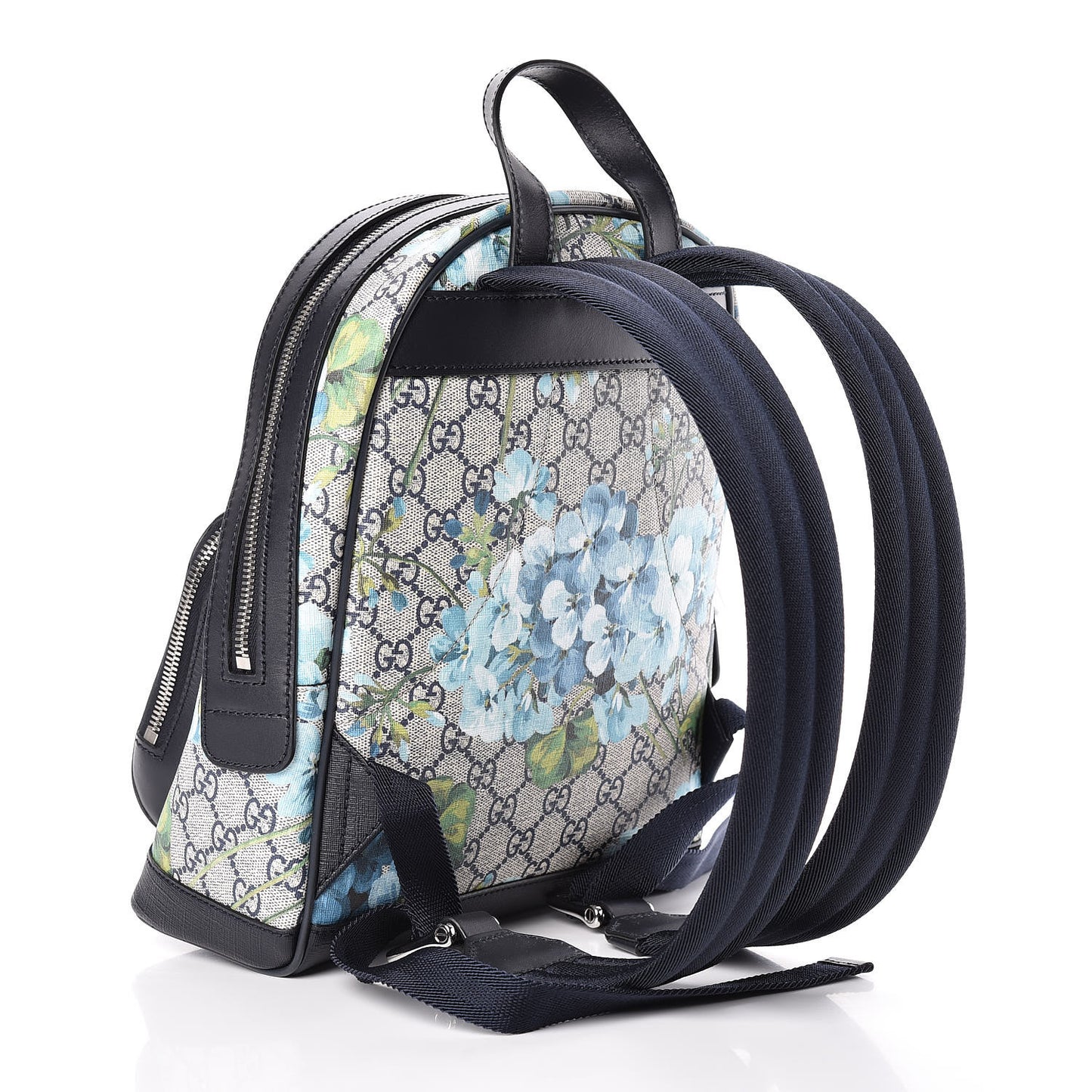 GG Supreme Monogram Blooms Small Day Backpack Blue