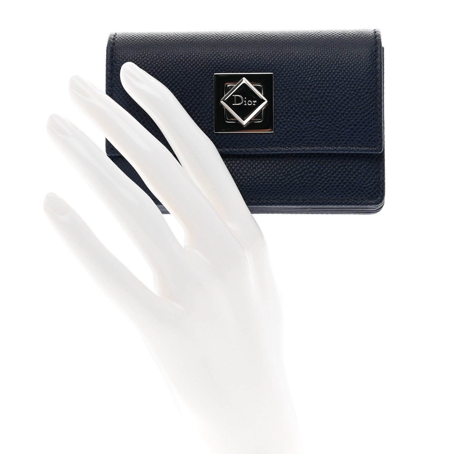 Christian Dior Grained Calfskin Turn Me Envelope Gusseted Card Holder Navy 2 of 8