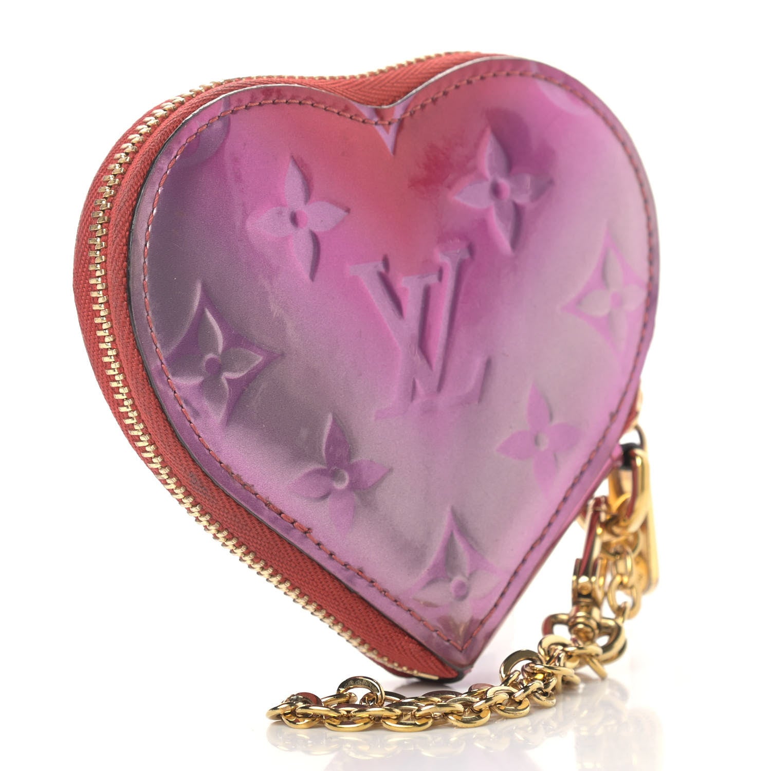 Louis Vuitton Vernis Heart Coin Purse Pink Red 3 of 10