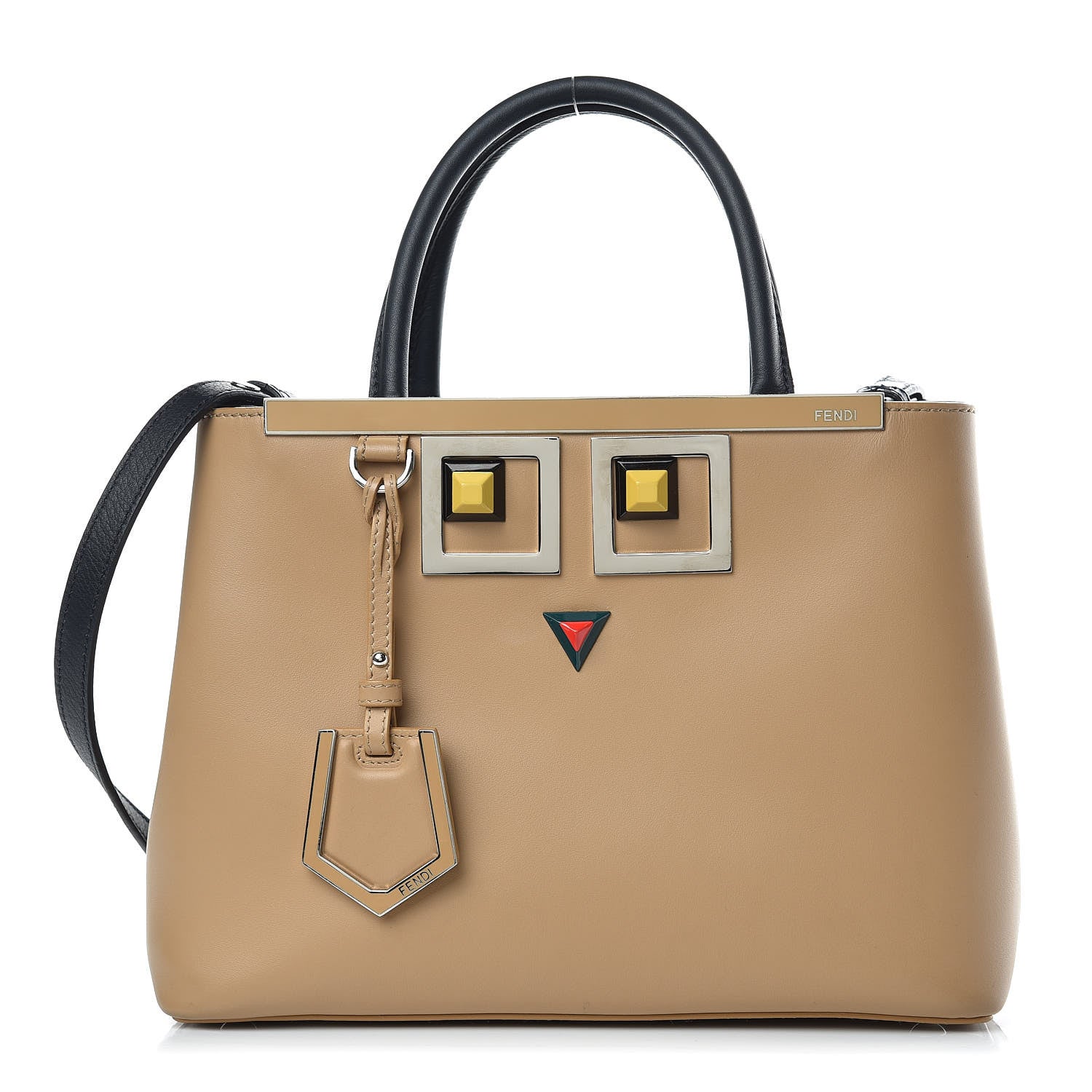 Fendi Vitello Baltico Hypnoteyes Studded Petite 2Jours Tote Cuoio 1 of 10