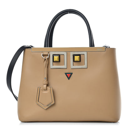 Fendi Vitello Baltico Hypnoteyes Studded Petite 2Jours Tote Cuoio 1 of 10