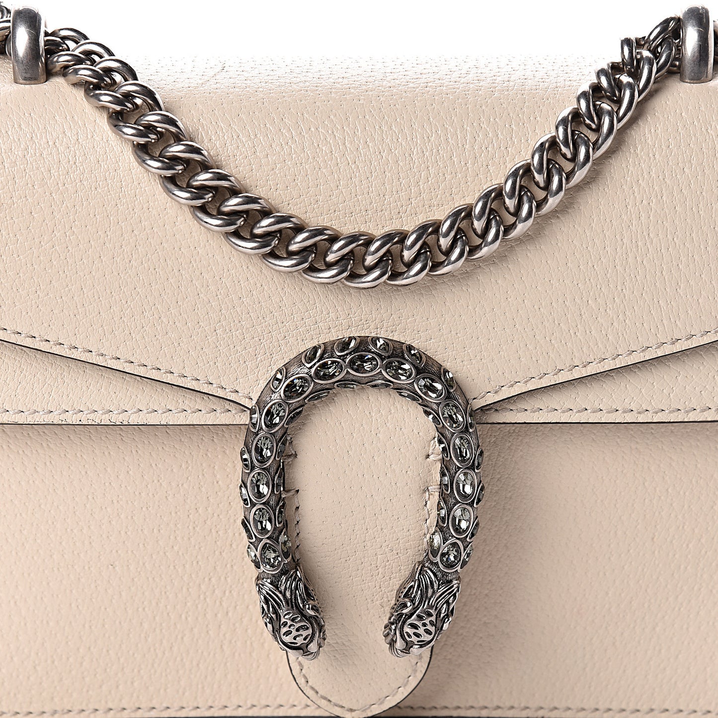 Textured Calfskin Crystal Mini Dionysus Shoulder Bag Mystic White