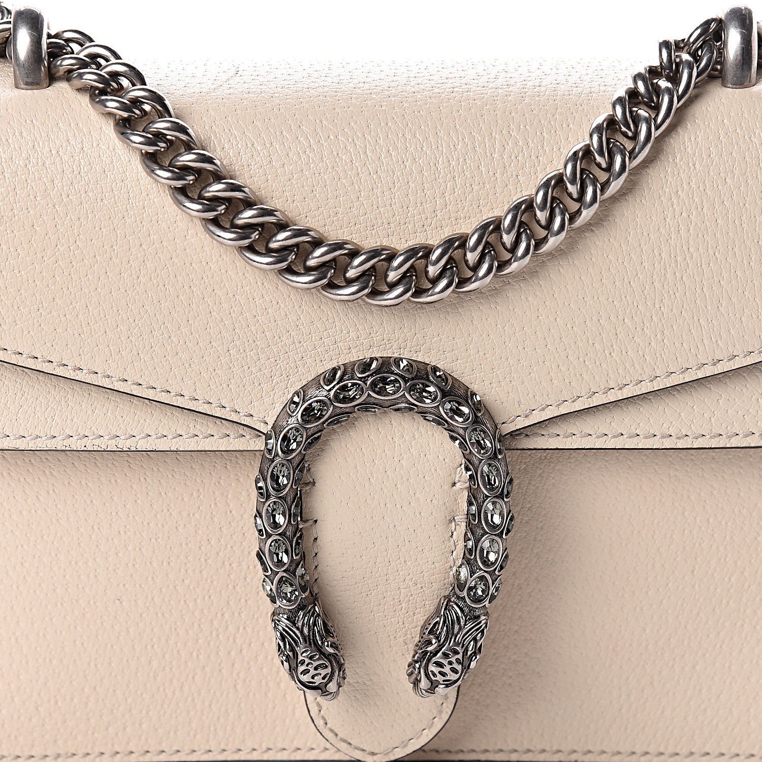 Gucci Textured Calfskin Crystal Mini Dionysus Shoulder Bag Mystic White 8 of 10