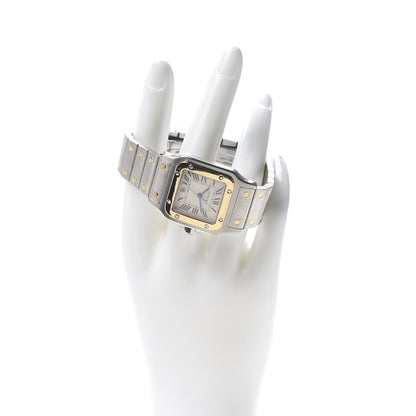 Cartier Stainless Steel 18K Yellow Gold 29mm Santos De Galbee Quartz Watch 2 of 6