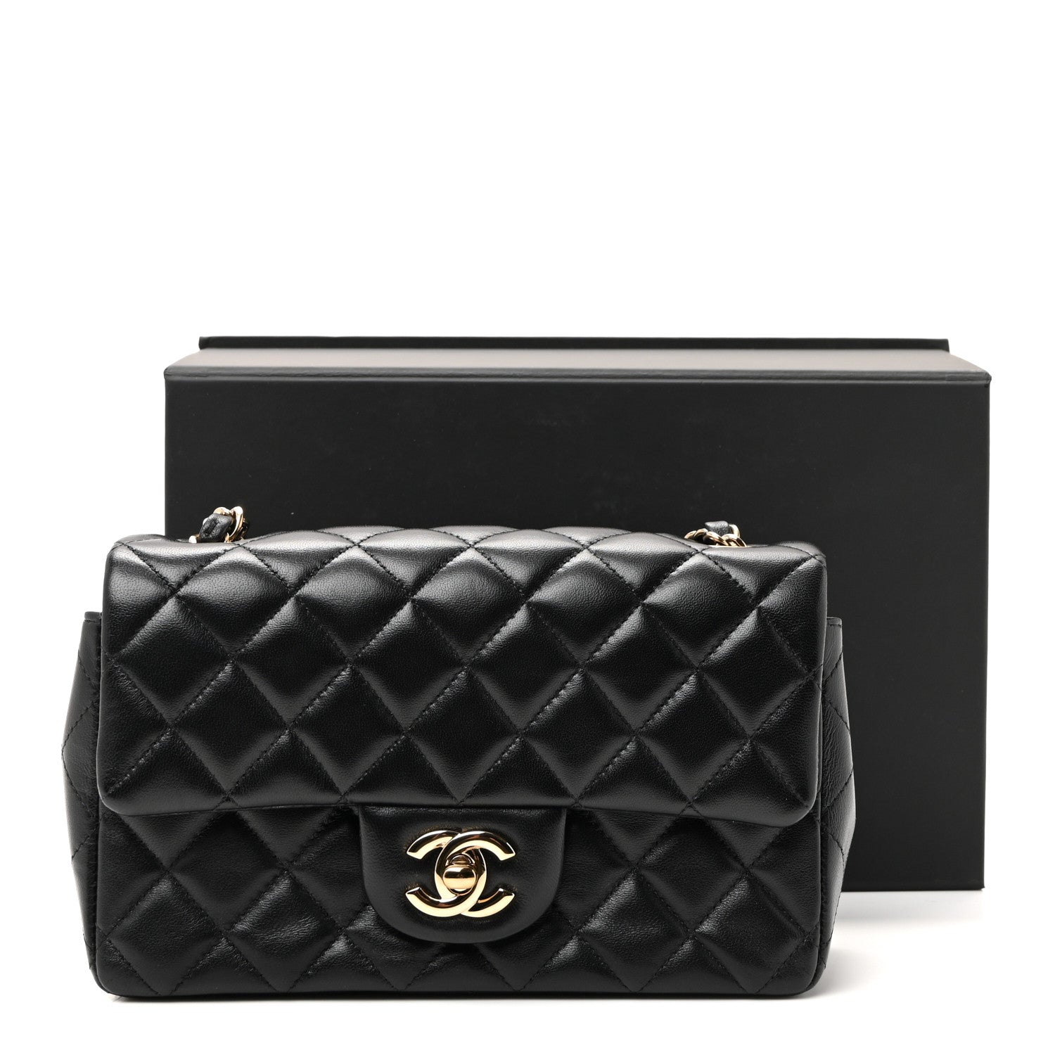 Chanel Lambskin Quilted Mini Rectangular Flap Black 1820095