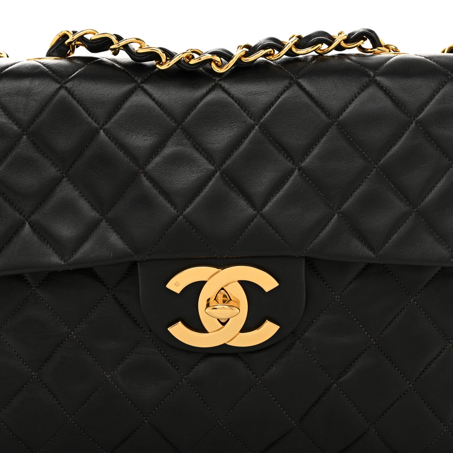 Lambskin Quilted XL Jumbo Single Flap Black