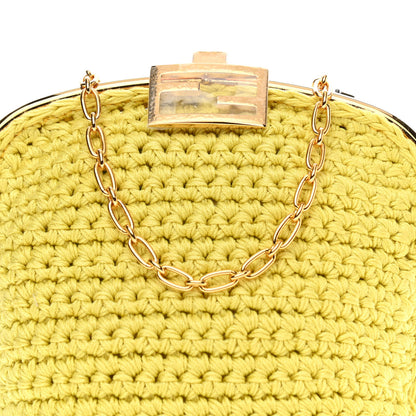 Fendi Fabric Crochet Baguette Phone Bag Giallo 8 of 10
