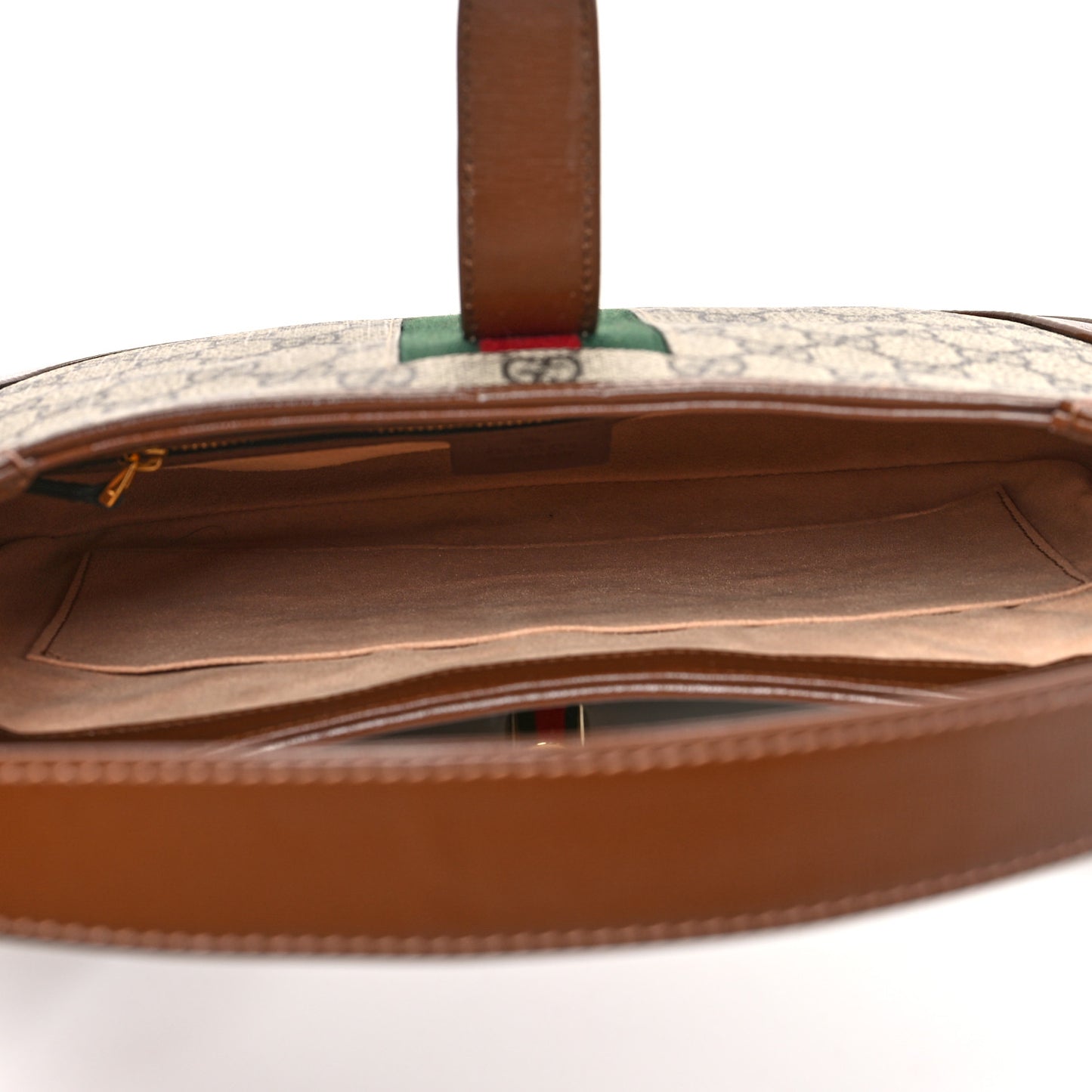 GG Supreme Monogram Azalea Calfskin Web Small Jackie 1961 Hobo Beige Ebony Brown Sugar
